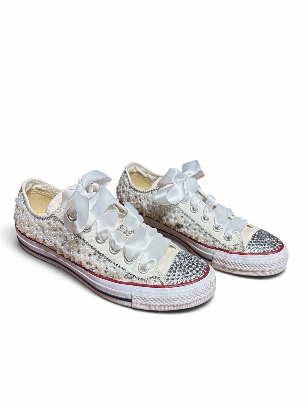 Converse All Star custom pearl bling sneakers 7